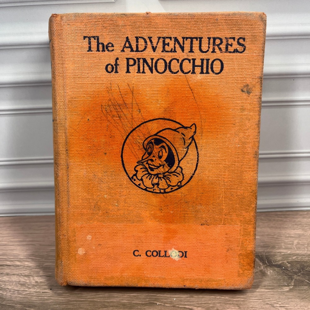 The Macmillan Co The Adventures of Pinocchio Hardcover 1939 Orange‎ Illustrated